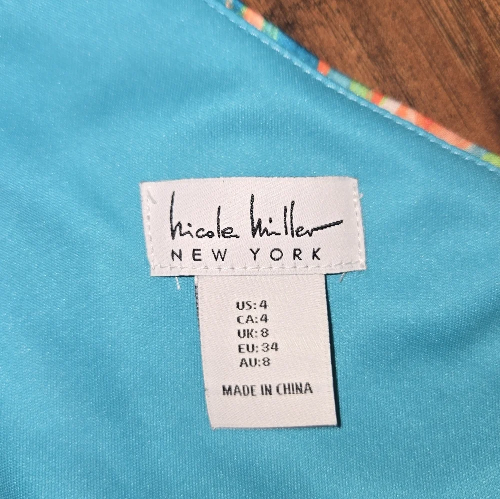 Nicole Miller Tropical Colorful One-Shoulder Maxi Dress 4 - Picture 5 of 8